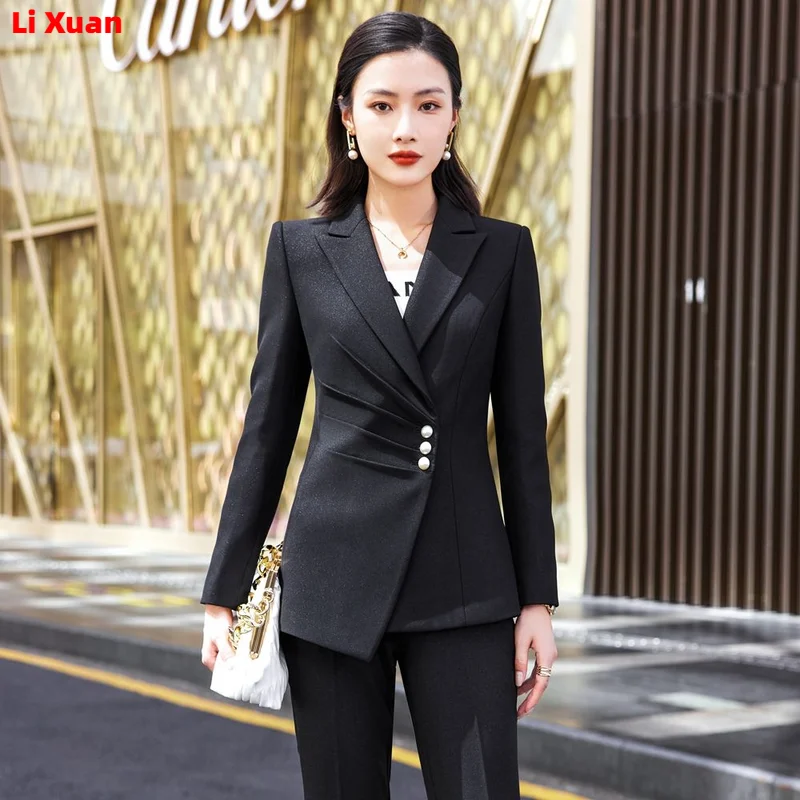 High Quality Autumn Winter Formal Ladies Blazer Women Business Suits with Sets Work Wear Office Uniform 4XL Size Pants Jacket
