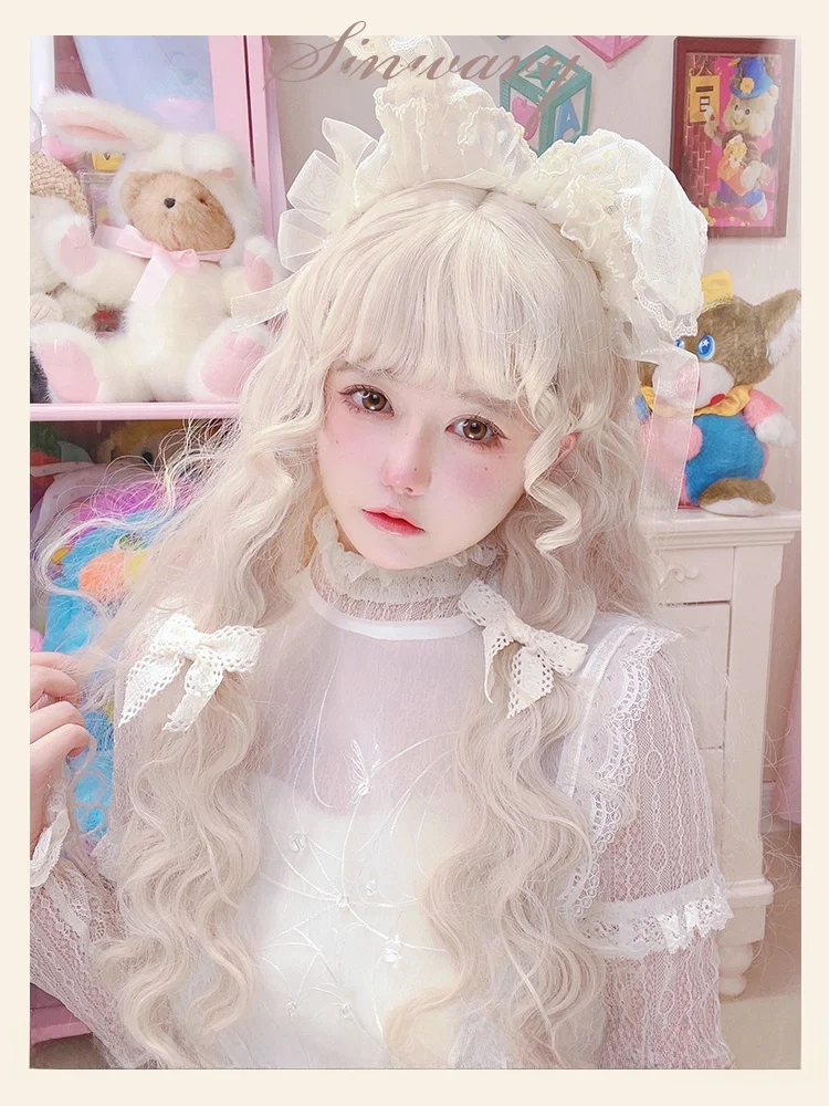 Siwanjia-пушистые маленькие кудри молочный коктейль белая Лолита вьющиеся волосы