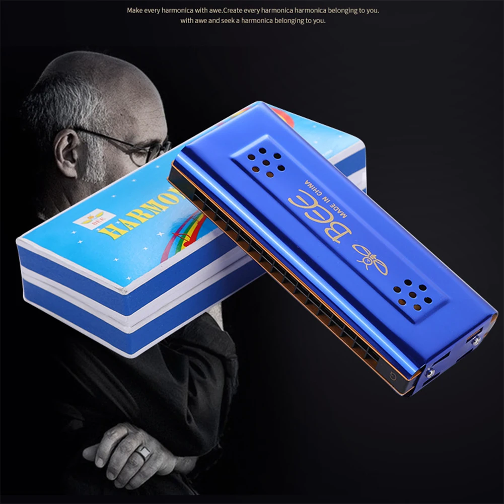 

16 Holes Harmonica Mouth Organ Double Sided Key C & G Tremolo Tuned For Beginner Double-sided Two-tone Tremolo Harmonica