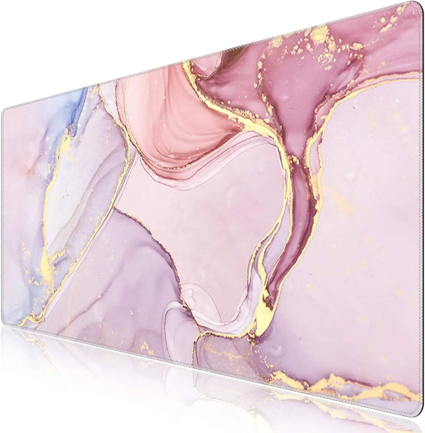 

Extended Mouse Pad 35.4x15.7 in Large 3mm Non-Slip Rubber Base Mousepad with Stitched Edges Waterproof Desk Pad- Glitter Marble