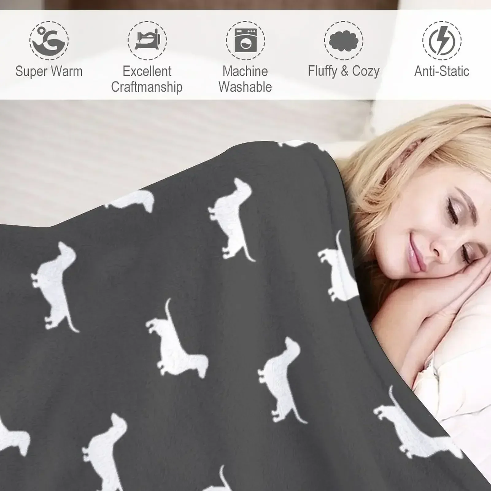 Силуэт(и) таксы | Собака Wiener Одеяло Doxie с гладким покрытием милые клетчатые одеяла