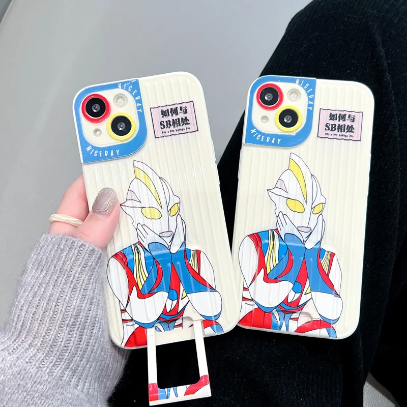 

BANDAI Anime Ultraman Stand Holder phone case for iPhone12 12Pro 12Promax 11 13 Pro 11Promax X XS MAX XR cover phone holder