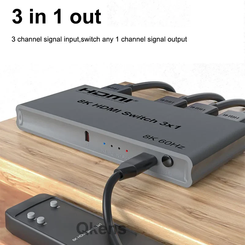 Фото HDMI-конвертер-переключатель 3-в-1 с функцией памяти при отключении питания, 8K 60 Гц, 3x1, автоматическое переключение, поддержка 4K 120 Гц, HDMI 2.1 №4