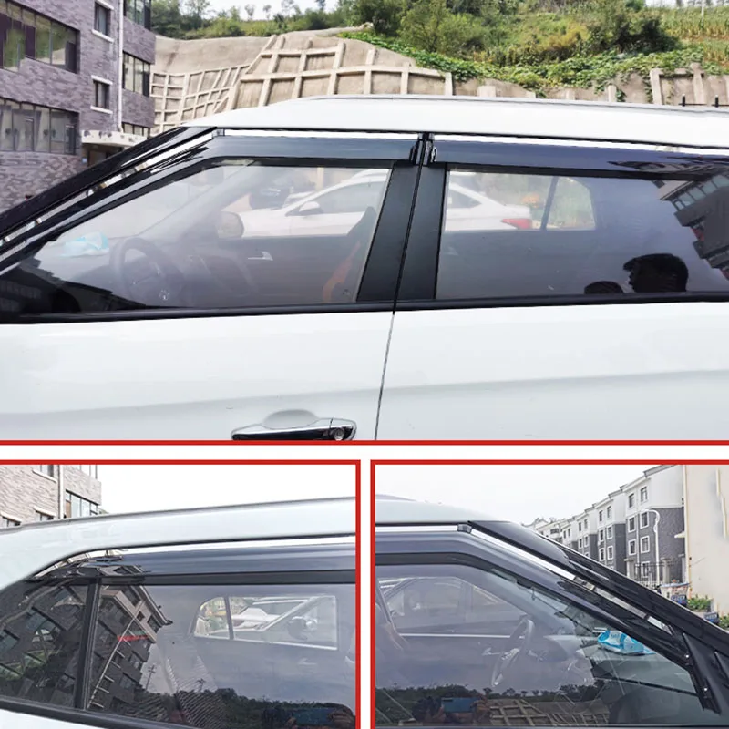 Window Visor Vent Shades Sun Rain Deflector Guard Awnings Auto Accessories 4pcs for Hyundai Creta IX25 2015 2016 2017 2018 2019
