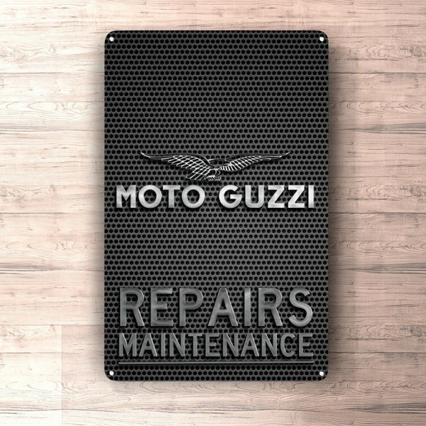 

Moto Guzzi Motorcycle Repairs Maintenance Sign Metalsign for Garage, Man Cave Vintage Retro Tin Sign Metal Sign