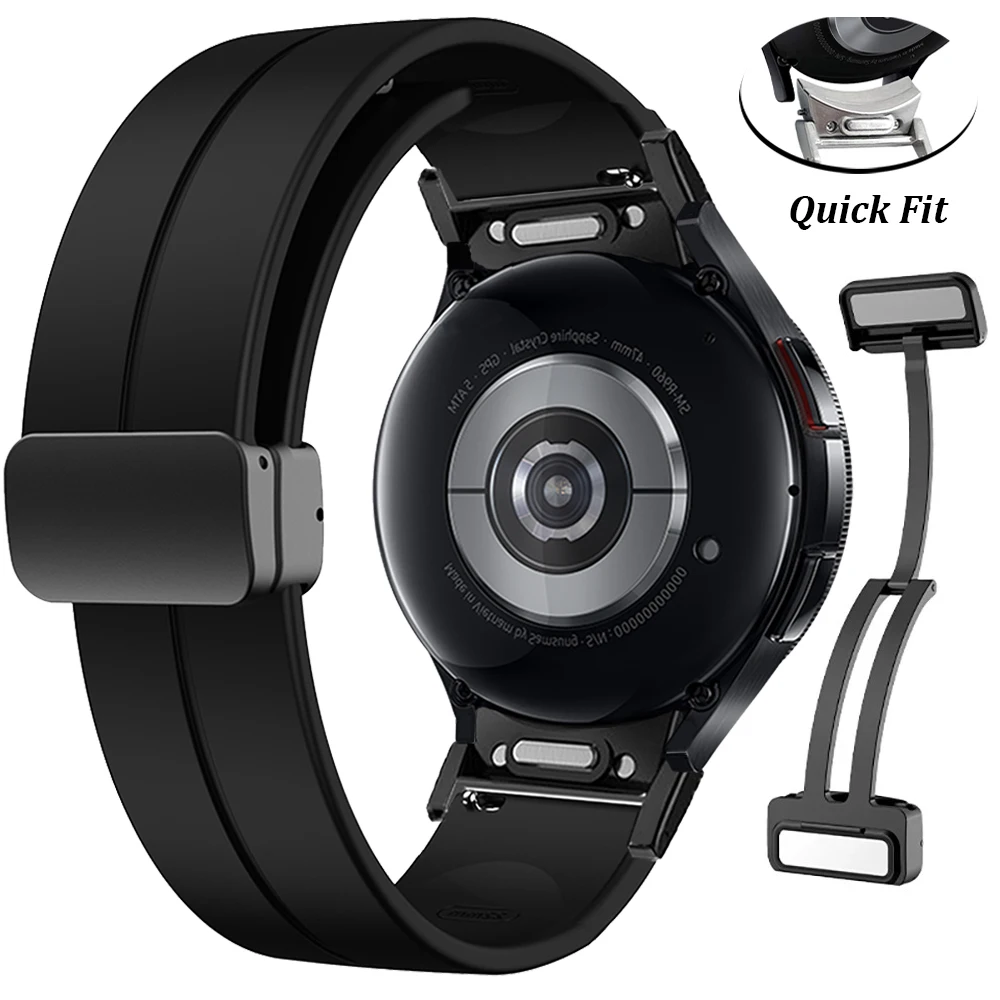 

Magnetic Silicone Band for Samsung Galaxy Watch 6 5 4 Series 40mm 44mm 6classic 47mm 43mm Quick Fit Strap for Galaxy Watch 5pro