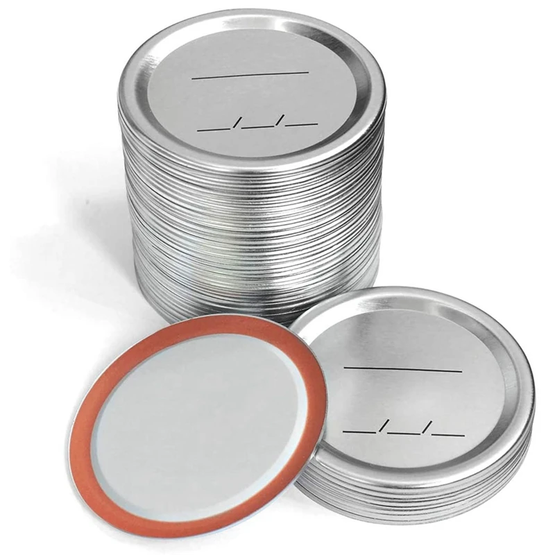 

Canning Lids Wide Mouth For Ball/Kerr Jars, Split-Type Metal Mason Jar Lids With Silicone Seals, Silver, 120 Count