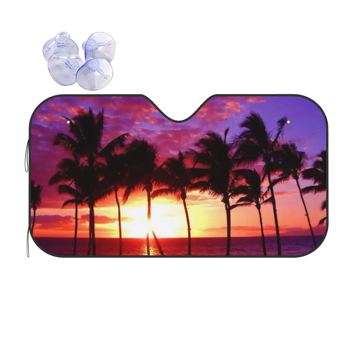 

Sunset Sunshade Windscreen Sea Beach Scenery Folding Car Front Windshield 76x140cm Sunshade Visor Ice Shield Dust Protection