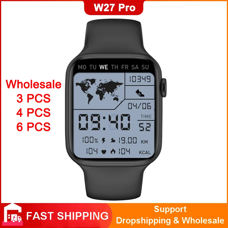 Großhandel IWO W27 Pro Smart Uhr Unterstützung Siri NFC Serie 7 Drahtlose Lade Bluetooth Anruf Split Screen PIN Lock Smartwatch