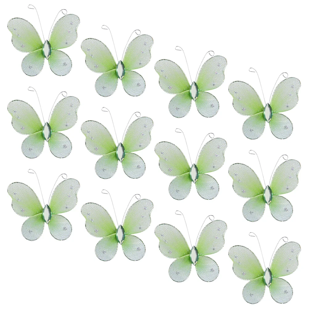 

12pcs Small Wedding Birthday Decorations Mesh Butterflies Ornaments Craft Butterflies Ornament Decorative Butterflies