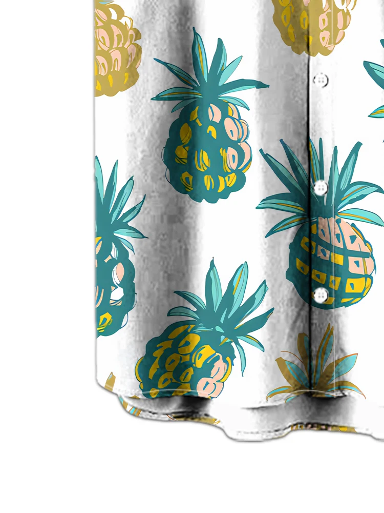 Рубашка мужская оверсайз с цифровым 3D-принтом ананаса модная повседневная