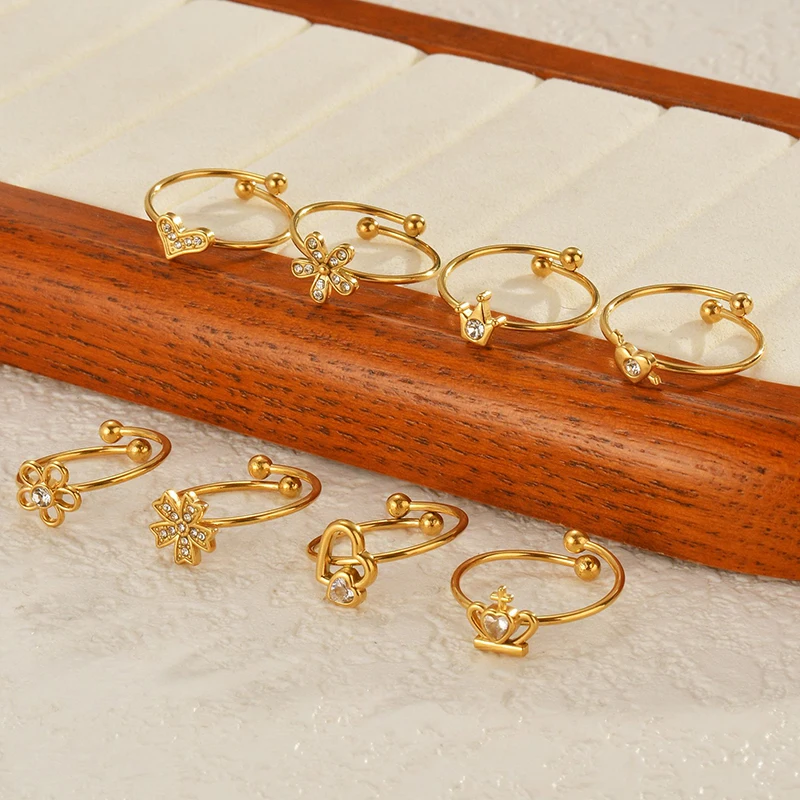 Искра сладкий звездный цветок с цирконом открывающееся кольцо из нержавеющей