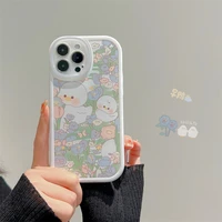 cute flowers adorable duck simple soft silicone transparent case for iphone 11 12 13 pro max mini 7 8 plus xr x xs max bumper ba