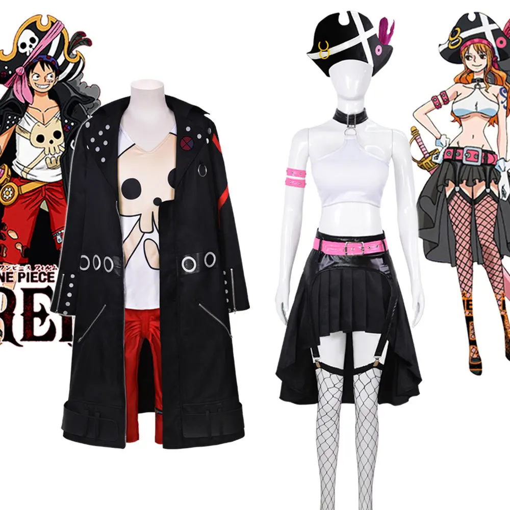 

Anime Costume Film Red Luffy Cosplay Costume Halloween Party Theater Edition Luffy Trench Pants Full Outfits