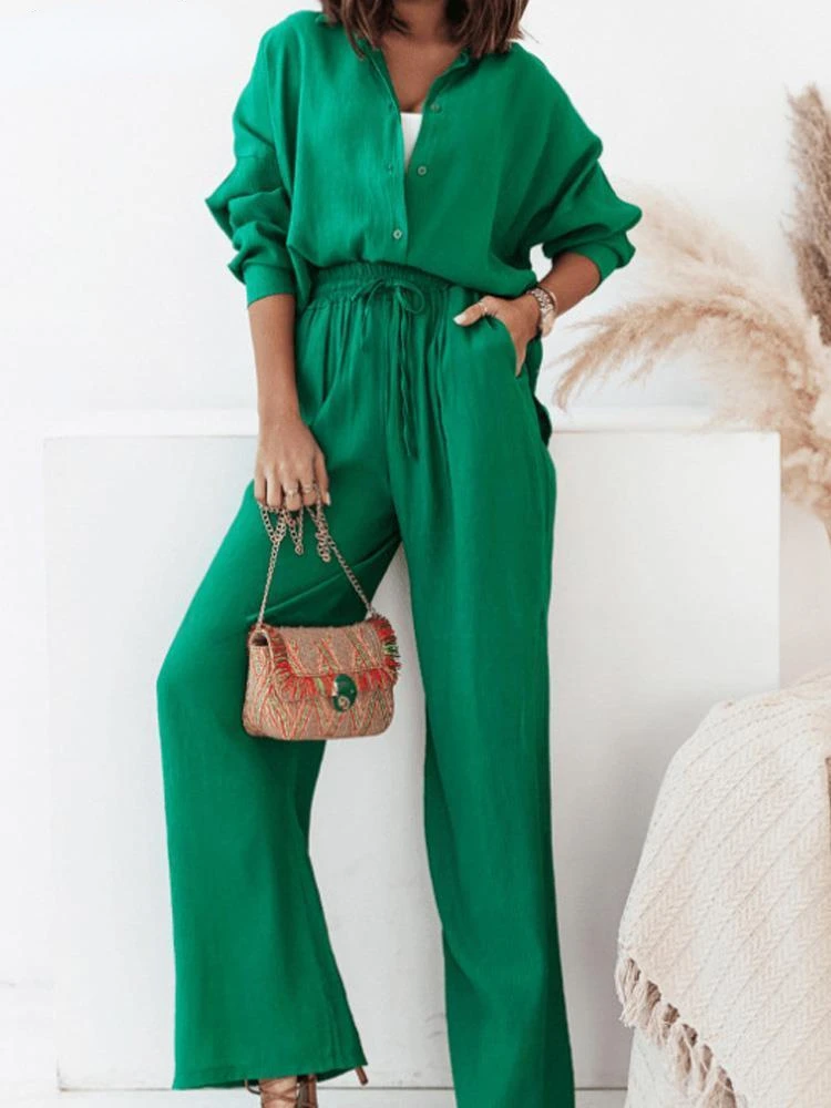 

Casual Women Tracksuit Shirts Pant Suit