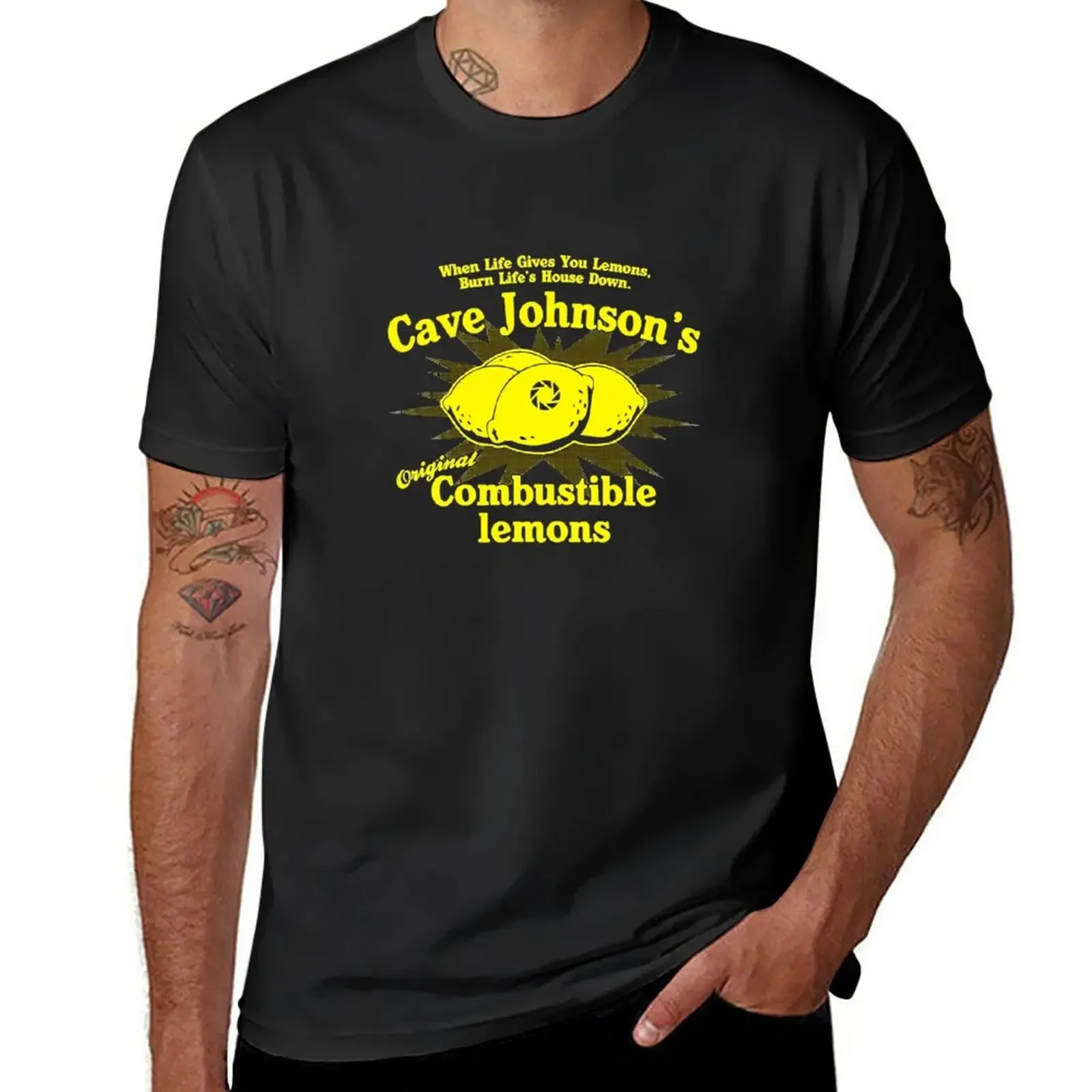 Новая футболка Cave Johnson's Combustible Lemons милые топы мужская хлопковая