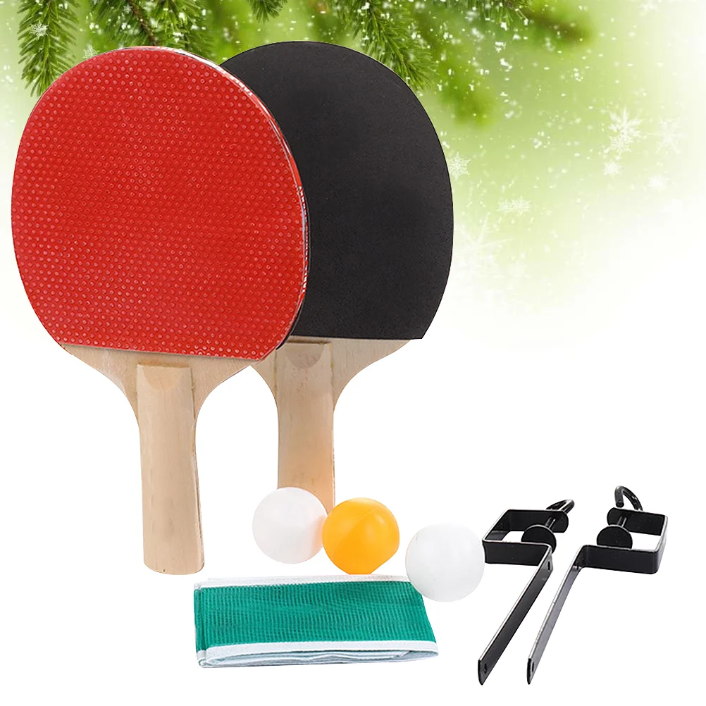 

Pong Paddle Table Tennis Racket Set Post Net Rack with 3 Table Tennis Balls Pong Training Extending Net Rack Paddle Bats Sports