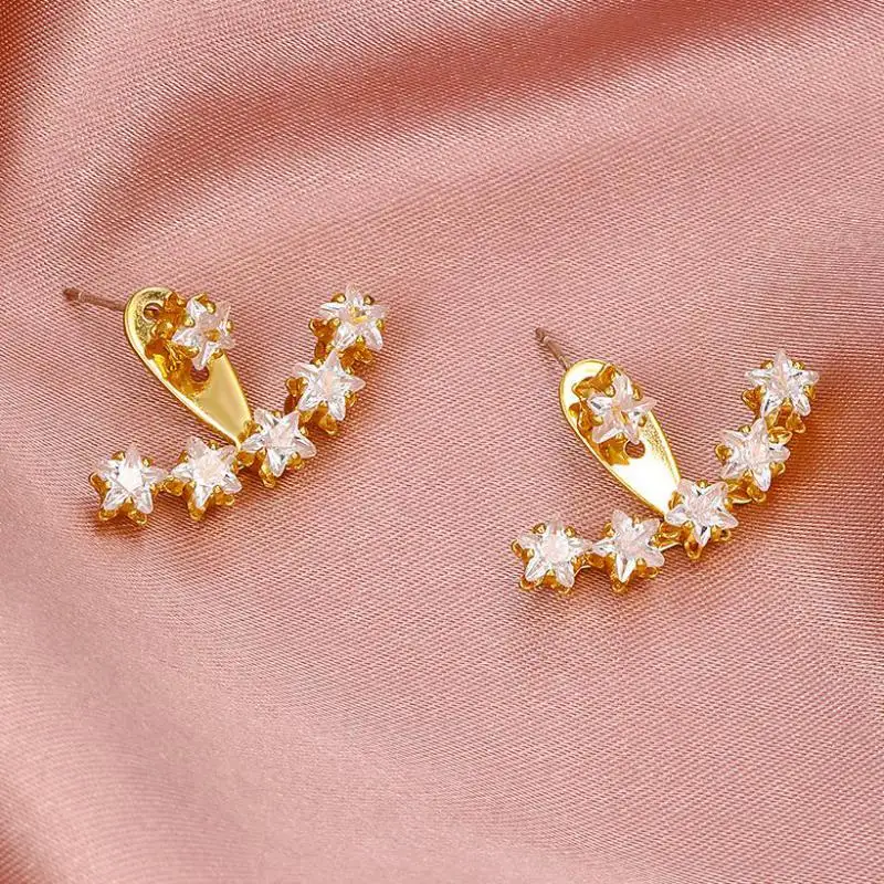 

New High Quality Crystal Earrings Sweet Zircon Star Back Hanging Stud Earrings For Women Earing Jewelry Earings Earring N813