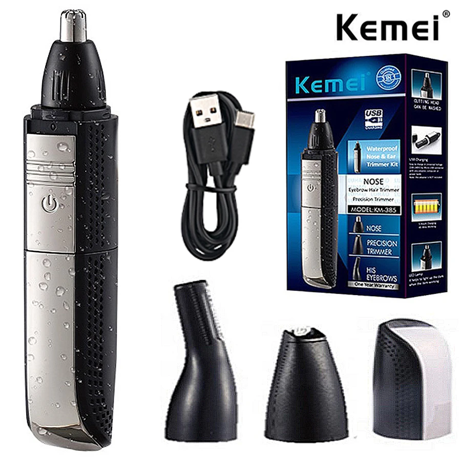 

Keme 385 3in1 Waterproof Nose Ear Hair Trimmer For Men Rechargeable Eyebrow Beard Trimmer Electric Ear Cleaner Nose Hair Removal