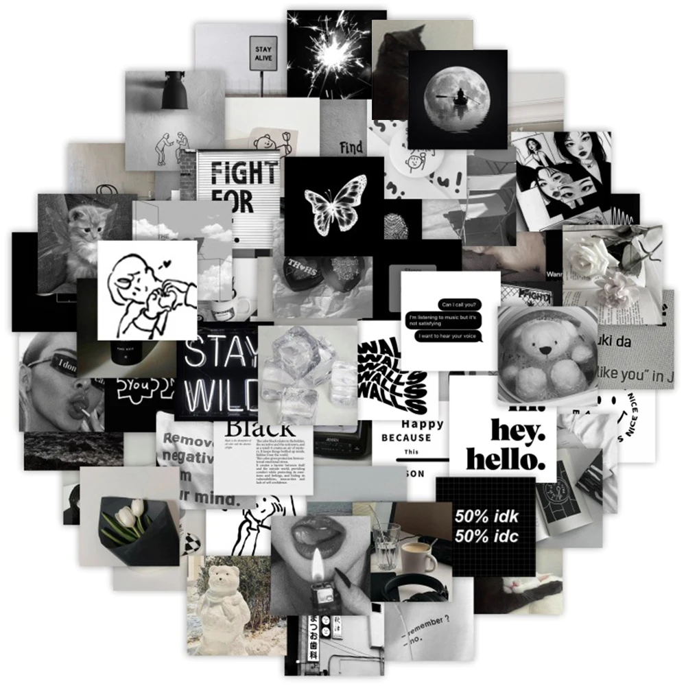 

30/63 шт. милые черные стикеры Ins, эстетичные наклейки «сделай сам» для телефона, мотоцикла, ноутбука, канцелярские наклейки