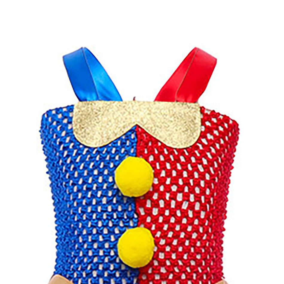 Детский костюм клоуна на Хэллоуин платье для девочек пышное в красочную полоску