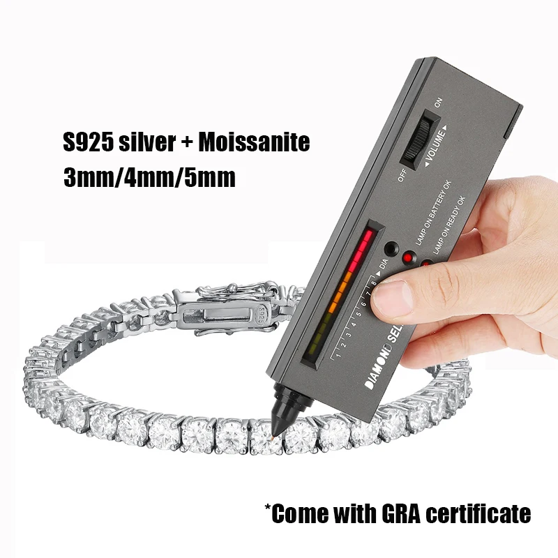 3-5mm Moissanite Tennis Chain Bracelet Real Diamond S925 Silver Jewelry For Women Wedding Party With GRA Free Shipping