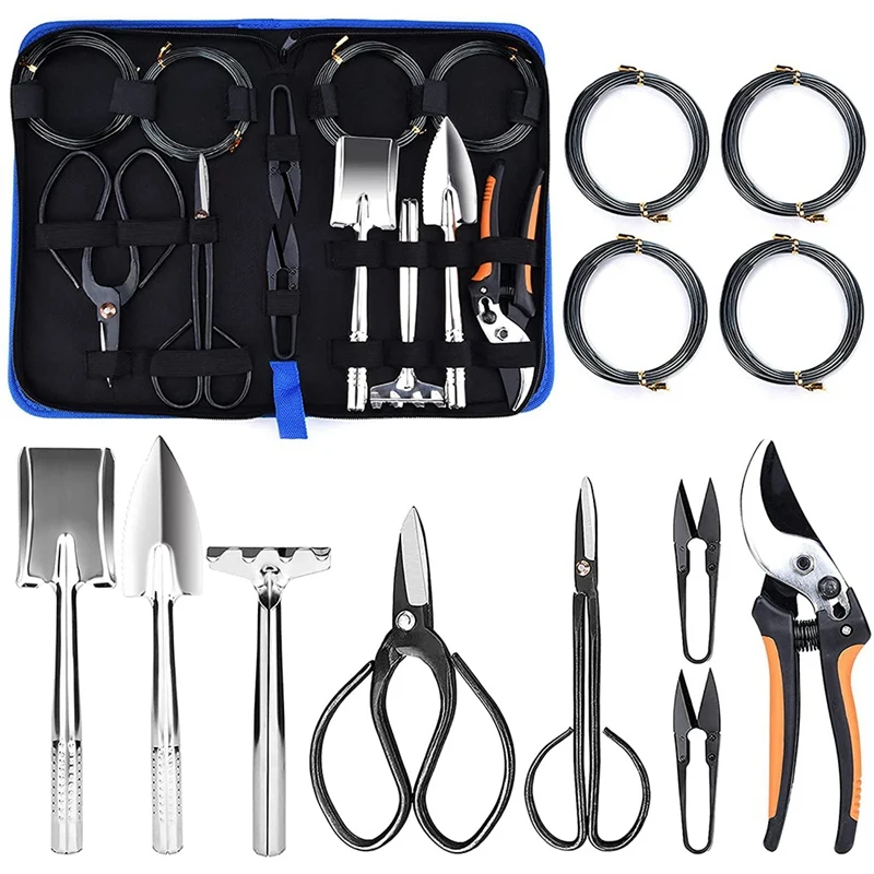 Bonsai Tool, Garden Tools Set, Secateurs Set Mini Shovel Rake Set Bonsai Training Wire for Bonsai Gardening Bonsai Tools