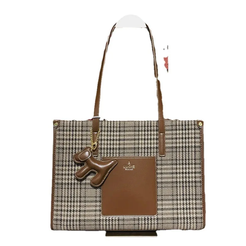 Luxurious Houndstooth Checker Retro Handbag Women's Bag 2023 New Versatile Wallet One-Shoulder Satchels Sac Designer Purses sac