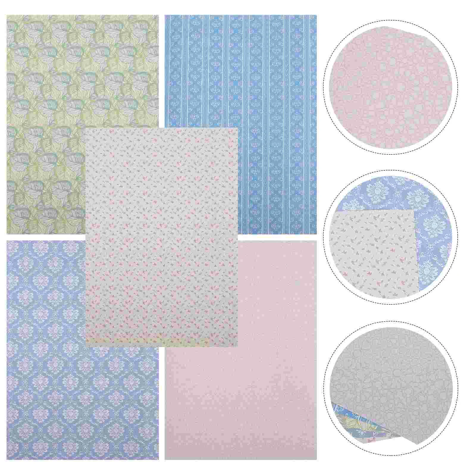 

5 Sheets House Wallpaper Dollhouse Accessories Mini Tiny Decorative Items Miniature Stickers Peel Decals