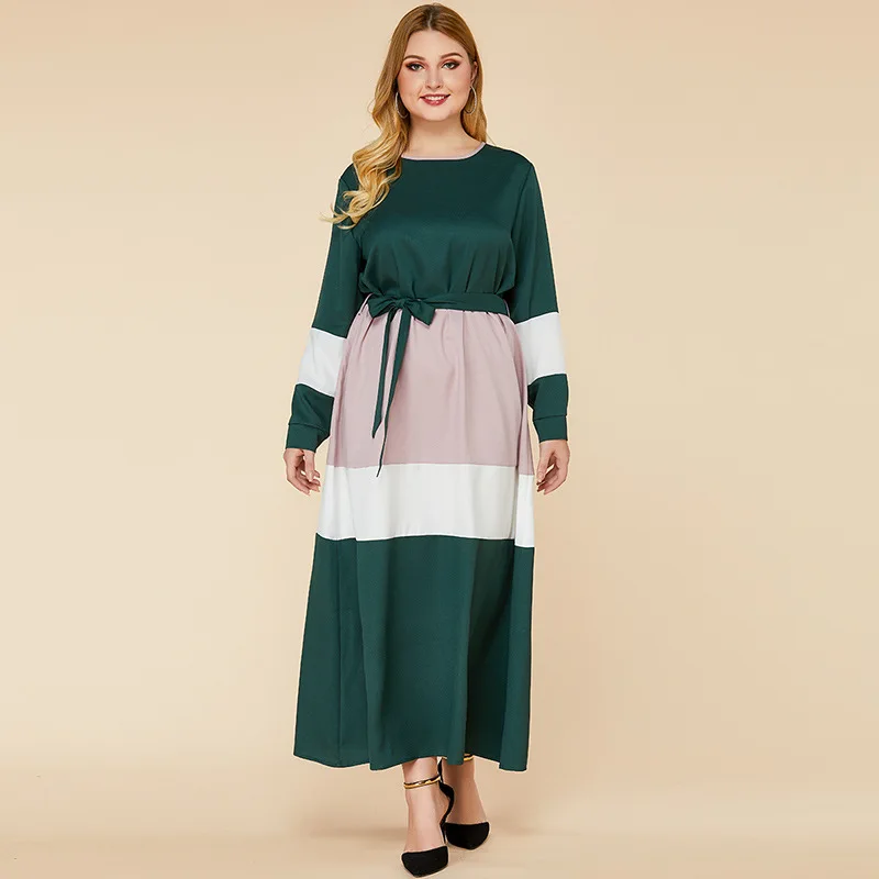 

Plus Size Dresses for Women 2022 Spring Autumn Chic and Elegant Woman Dress Long Sleeve Patchwork Maxi Dress Evening Party Dress