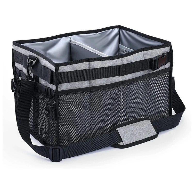 

Large Grill And Picnic Caddy With Paper Towel Holder, BBQ Organizer For Utensil, Plate, Condiment, Collapsible