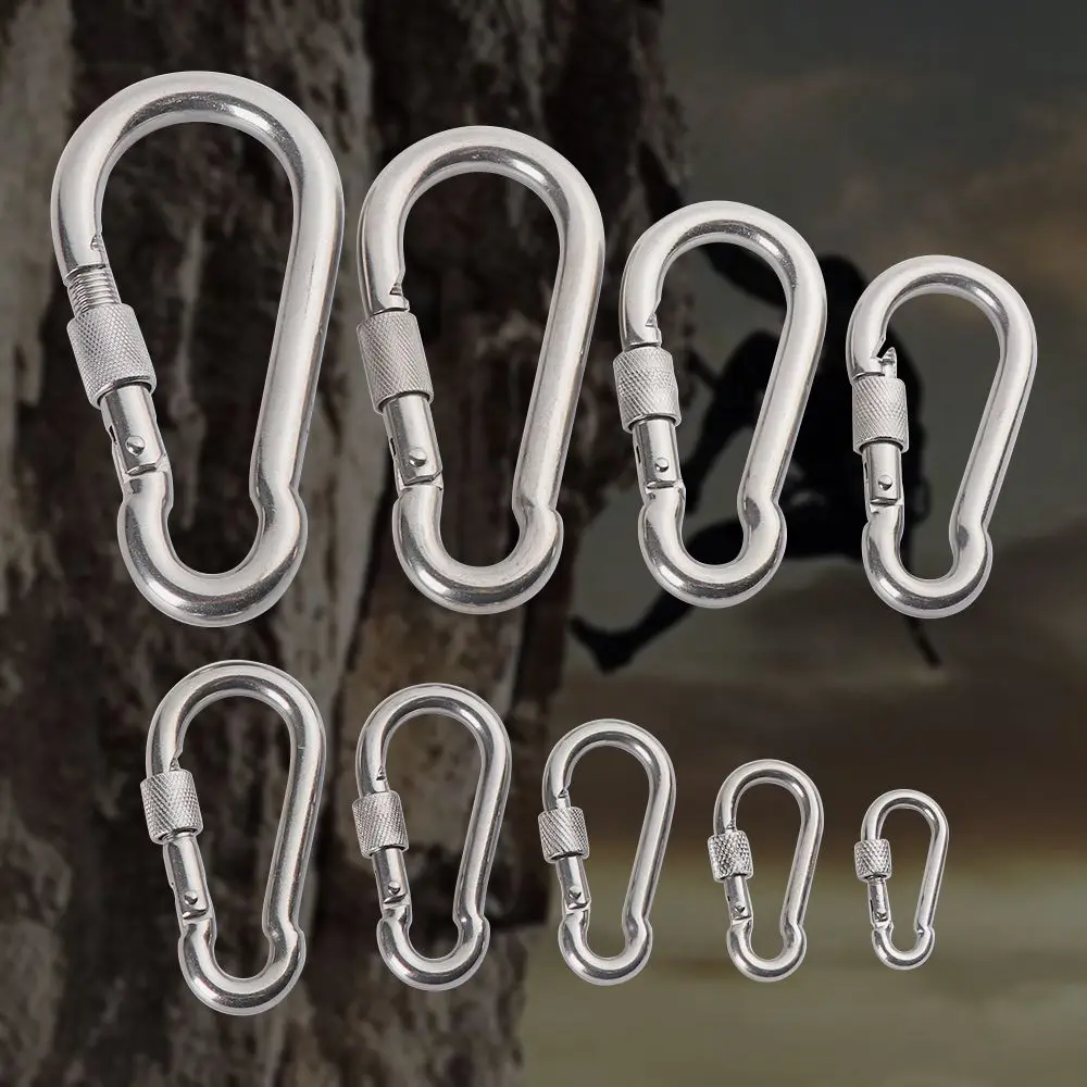 

Spring Snap 304 Stainless Steel M4~M12 Camping Equipment Carabiner Safety Snap Hook Travel Kit Lock Ring