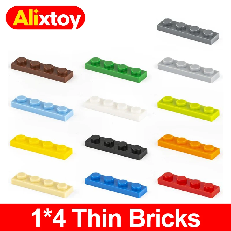 

DIY 120pcs Building Blocks Thin Figures Bricks 1x4 Dots Educational Creative Size Compatible With 3710 Plastic Toys for Children