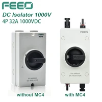 feeo 4p pv dc 1000v 32a ip66 photovoltaic electrical isolator switch waterproof solar rotating handle isolator rotary switch