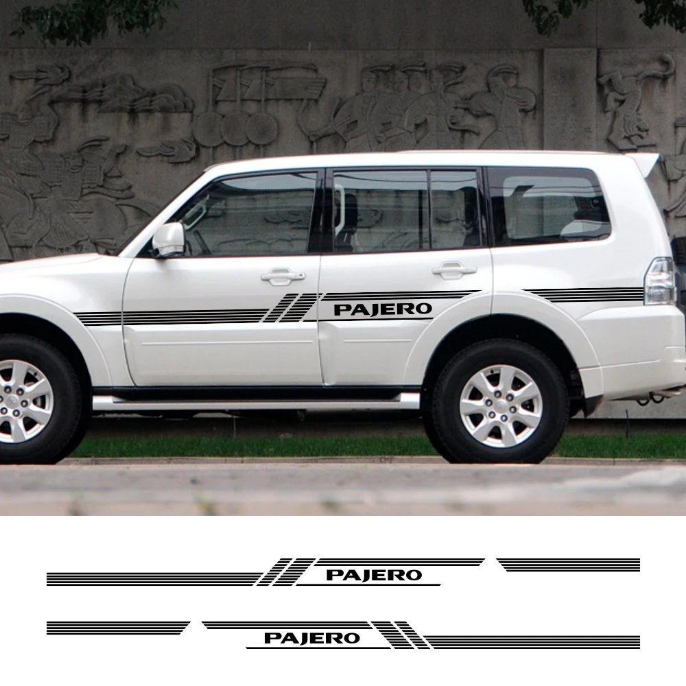 

2PCS Car Door Side Stripe Vinyl Stickers Decals For Mitsubishi Pajero Outlander 3 ASX Auto Body Exterior Decoration Accessories