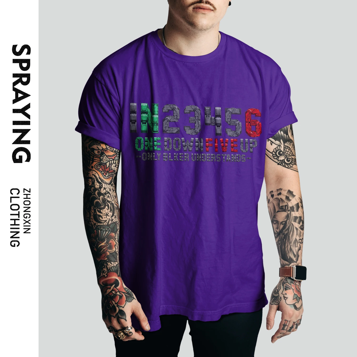 

Fashion Biker 1n23456 Motorcycle T Shirt Men Teeshirt Race Tshirt Moto Double Side Tee