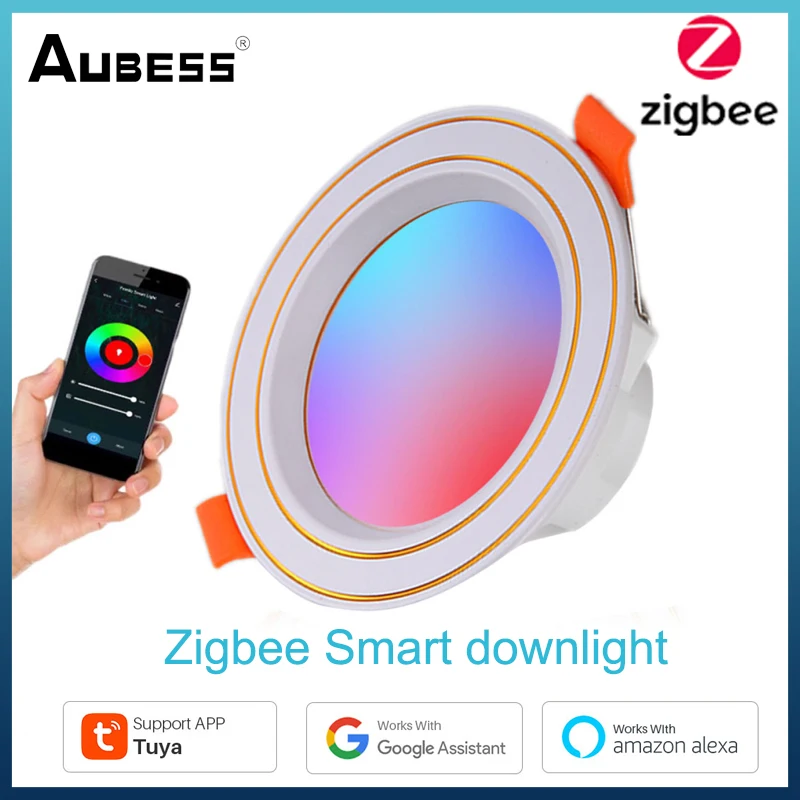 

Zigbee Smart LED Downlight TUYA DIY Smart Home Timer Dimming Spot Lamp RGB Change Warm Cool Light Work With Alexa Google Home