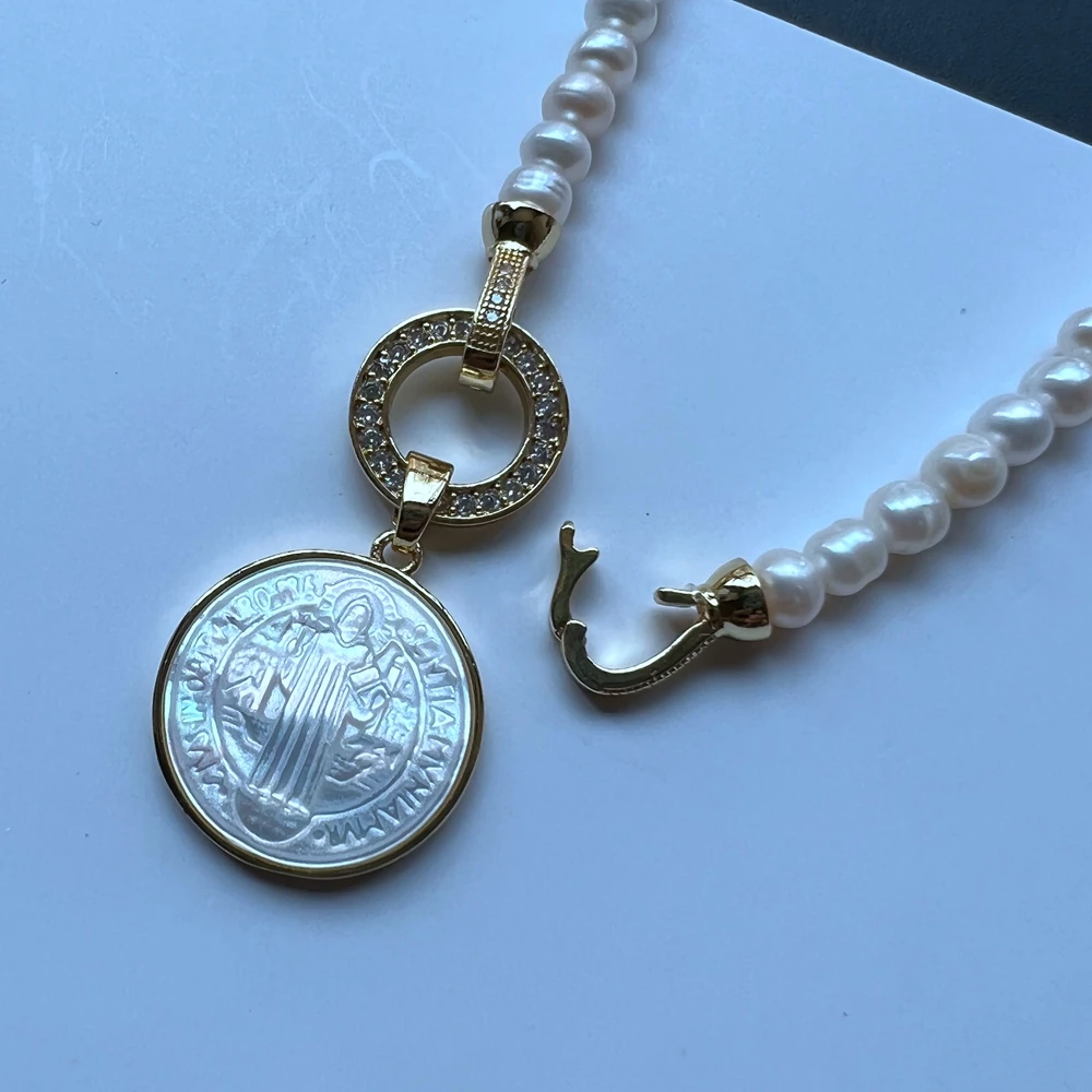 Акция! Ожерелье из натурального пресноводного жемчуга San Benito &amp Cross 21 мм ожерелье