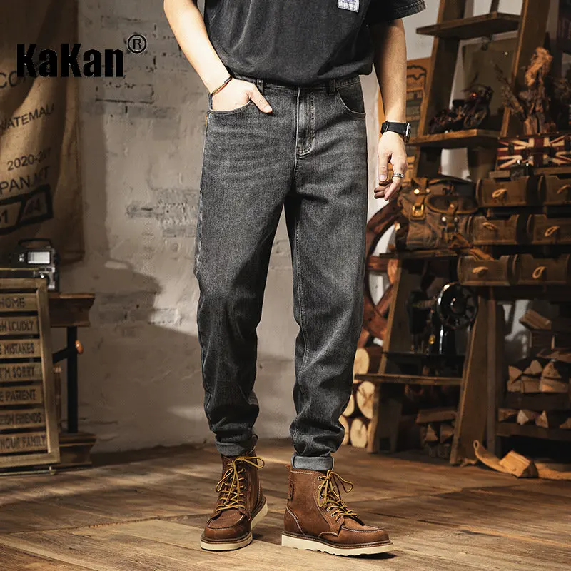 Kakan - European and American Spring and Summer New Jeans Men's Wear, Retro Large Cow Style Loose Stretch Jeans K020-586