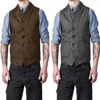 mens vests suit vest herringbone wool retro slim fit sleeveless wedding groom jacket steampunk for men waistcoat
