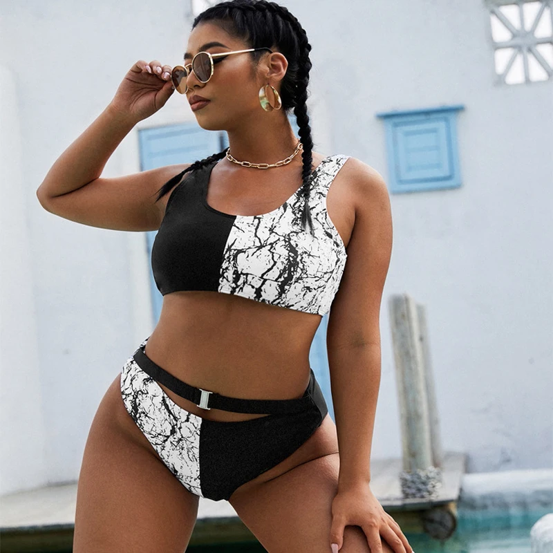 

Новинка 2022, женский купальник большого размера, комплект бикини из двух предметов, сексуальные купальники, купальные костюмы, женский стиль