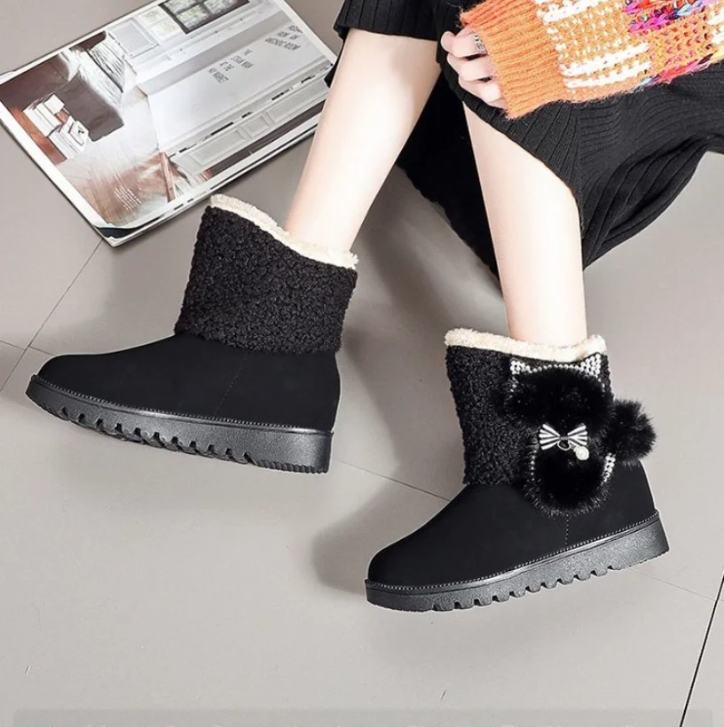 

2023 Women's Boots Fur Boots Long Plush Warm Winter Ankle Boots Womens Platform Snow Boots Suede Womens
