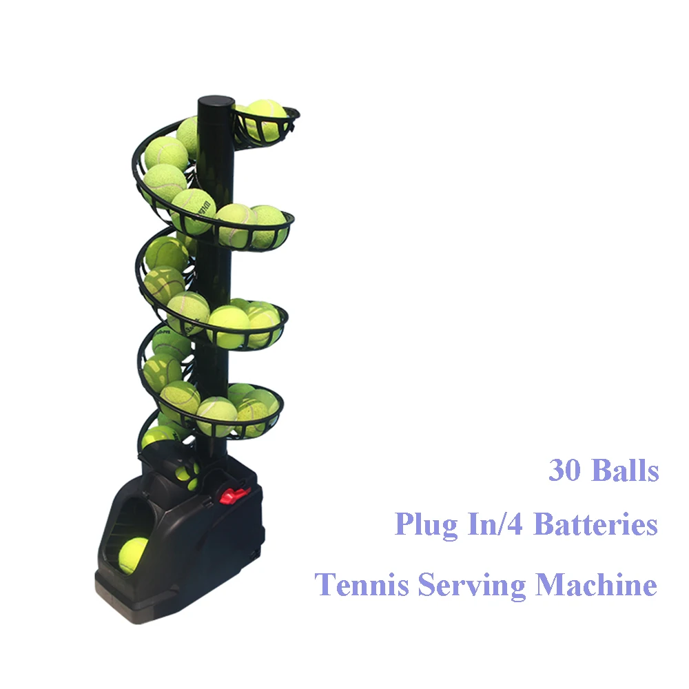 

Nice Tennis Ball Machine Tennis Serving Lightweight Tennis Toss Machine Plug In/Batteries 30 Balls