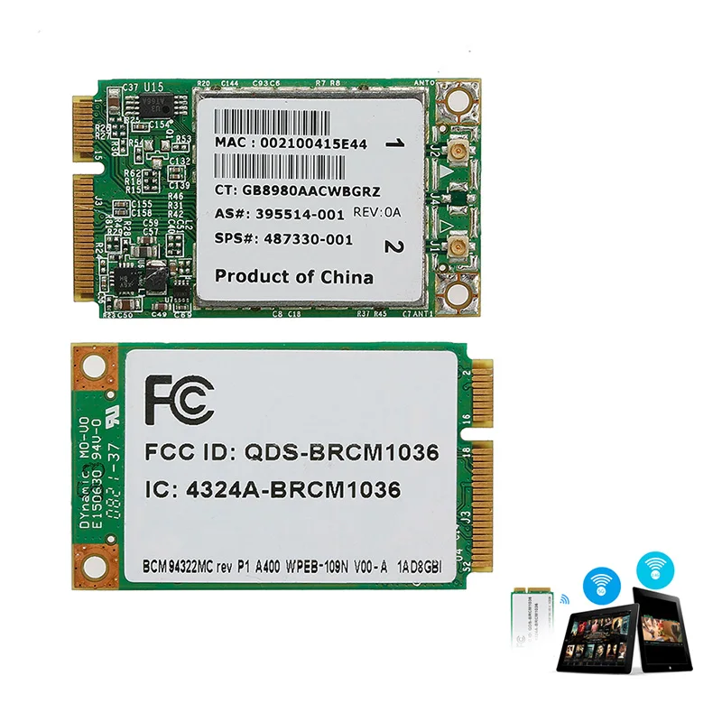 

BCM94322MC 802.11bgn 300 Мбит/с Двухдиапазонная половинная мини PCie Беспроводная-N Wi-Fi карта