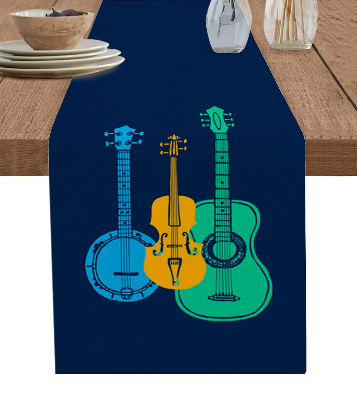 

Musical Instruments Guitar Table Runner Wedding Decor Table Cover Holiday Party Coffee Table Decoration Table Cloth