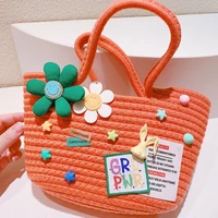 trendy womens designer shoulder cotton thread handbag fashion hand woven knit tote handbag tote basket crossbody ladies%e2%80%99 bag