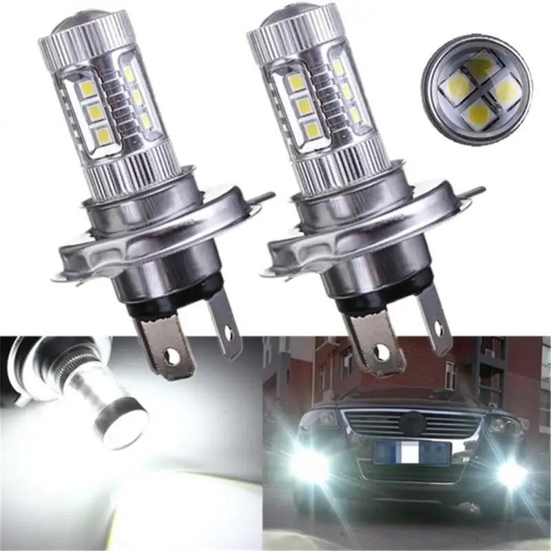 

H4 LED Car Headlight Fog Lamp Bulb Hi/Lo Beam Bright Positive White Head Light Front Headlamp With Lens Auto Accessories 2pcs