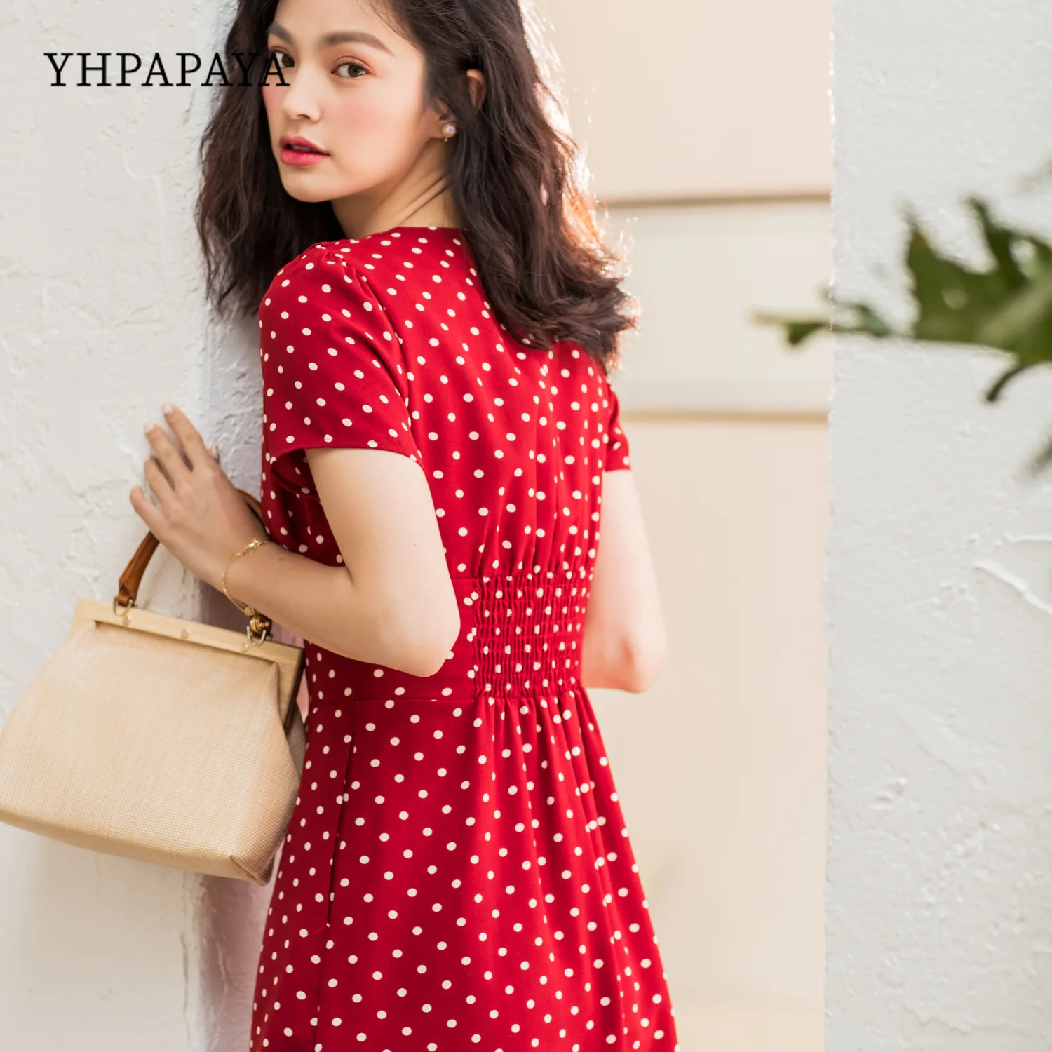 

YHPAPAYA Summer Chiffon Dress For Women Fashion Printed O-neck Midi Causal Loose Retro Chic And Elegant Woman Dress Clothing