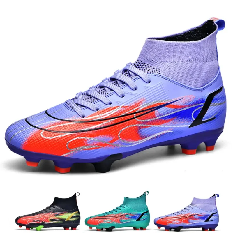 

High Top Football Boots TF/FG Youth Artificial Field Indoor Training Shoes For Children's Anti-Skid Breathable Football Shoes