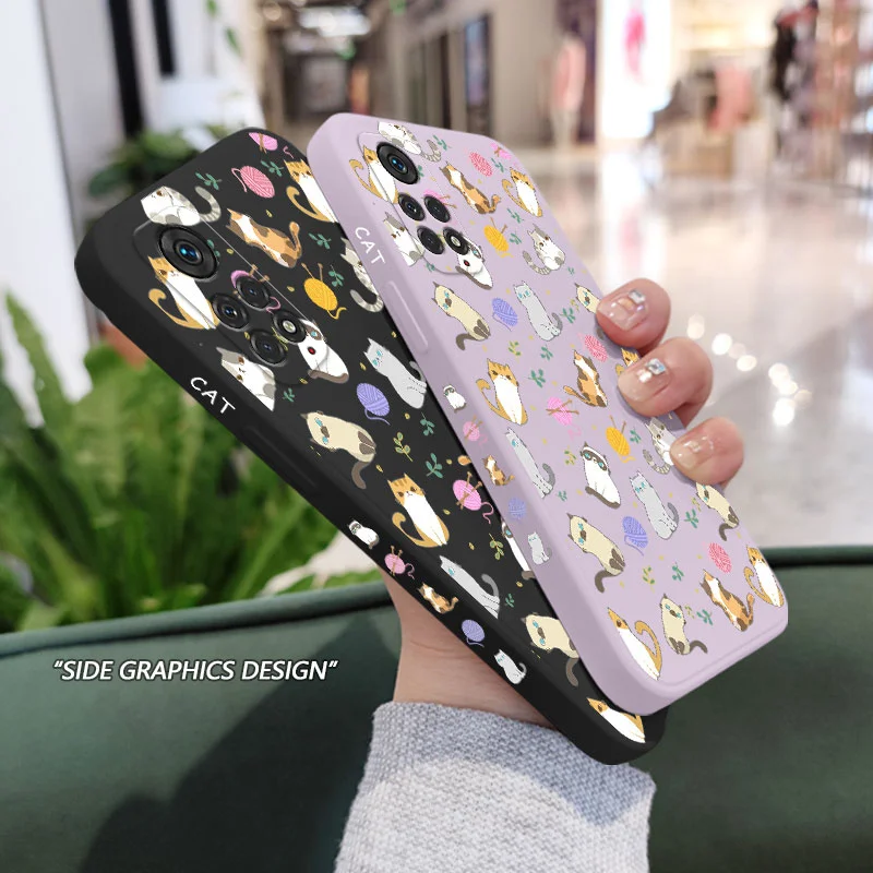 Simple Cat Pattern Phone Case For Xiaomi Redmi Note 12 11 11S 10 10A 10T 10S 9T 9 8 7 Pro Plus 10C 9A 9C 9T 4G 5G Cover